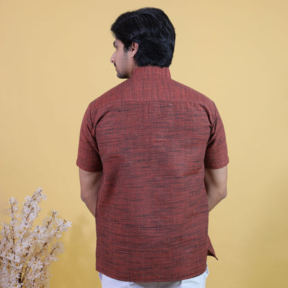 Combo Set Dark Jharna Half Sleeves Short Kurta Pant-Orange