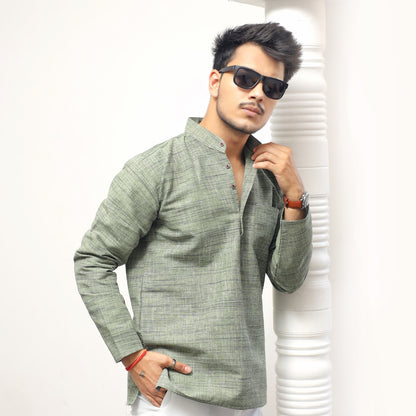 Combo Set Dark Jharna Full Sleeves Kurta Pant-Green