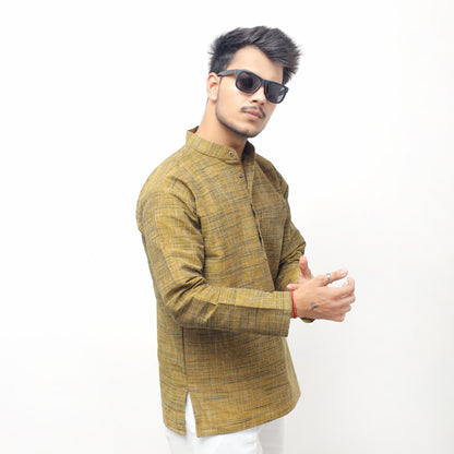 Combo Set Dark Jharna Full Sleeves Kurta Pant-Mustard