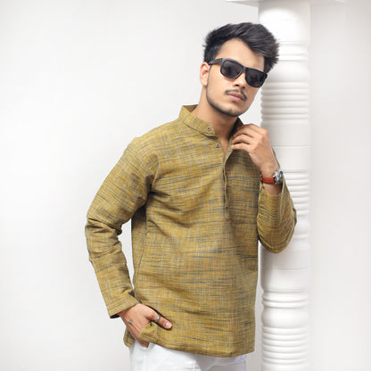 Combo Set Dark Jharna Full Sleeves Kurta Pant-Mustard