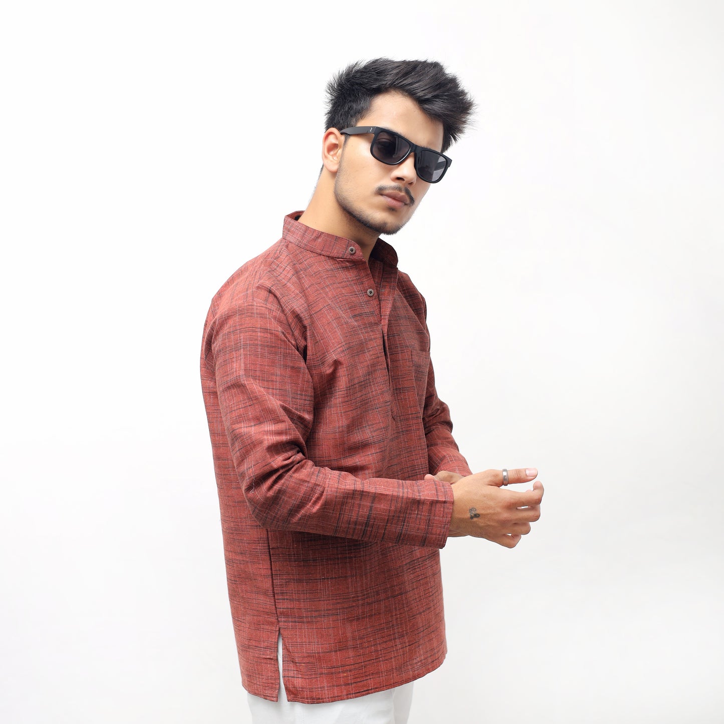 Combo Set Dark Jharna Full Sleeves Kurta Pant-Orange