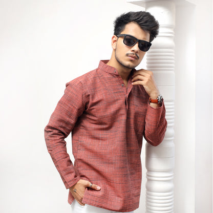 Combo Set Dark Jharna Full Sleeves Kurta Pant-Orange