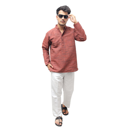 Combo Set Dark Jharna Full Sleeves Kurta Pant-Orange