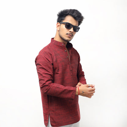 Combo Set Dark Jharna Full Sleeves Kurta Pant-Red