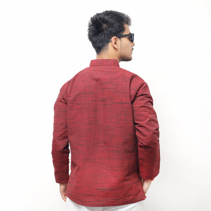 Combo Set Dark Jharna Full Sleeves Kurta Pant-Red