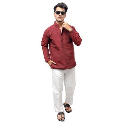 Combo Set Dark Jharna Full Sleeves Kurta Pant-Red