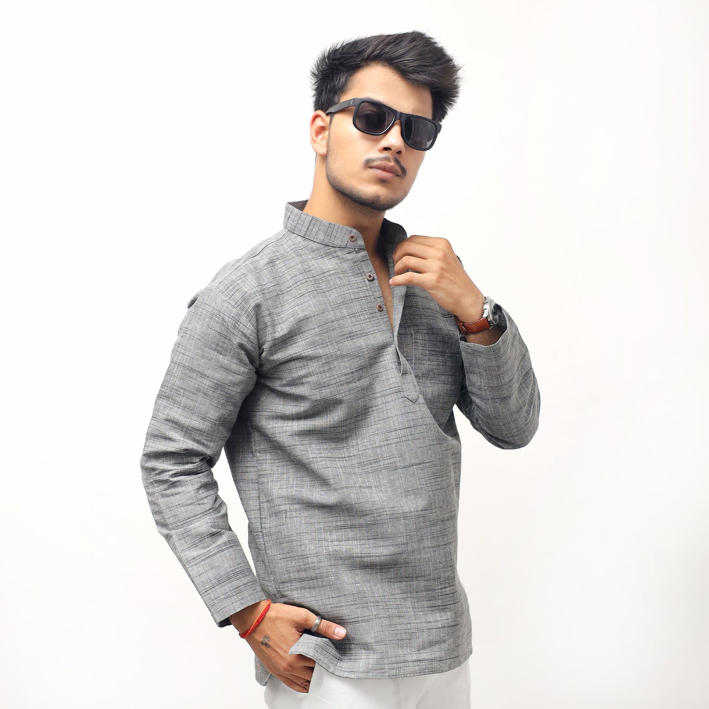 Combo Set Dark Jharna Full Sleeves Kurta Pant-Gray