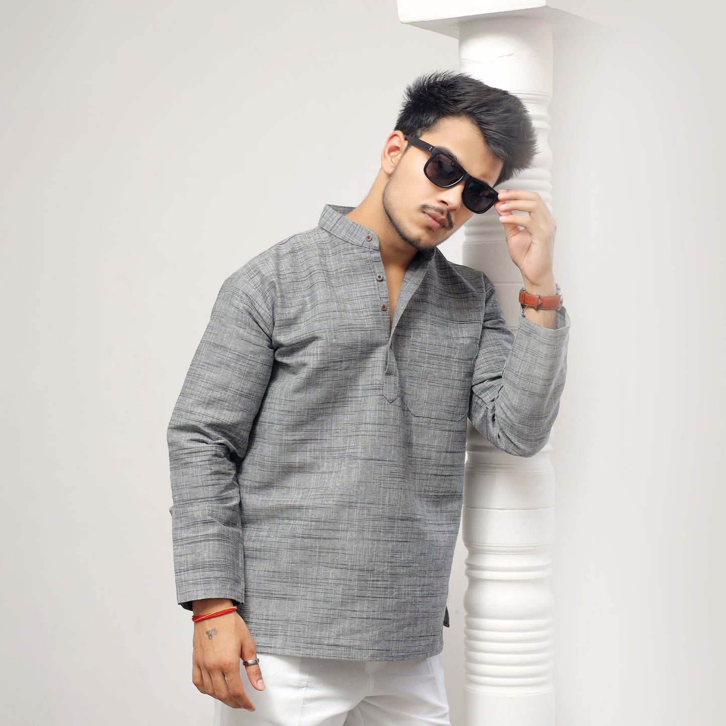 Combo Set Dark Jharna Full Sleeves Kurta Pant-Gray