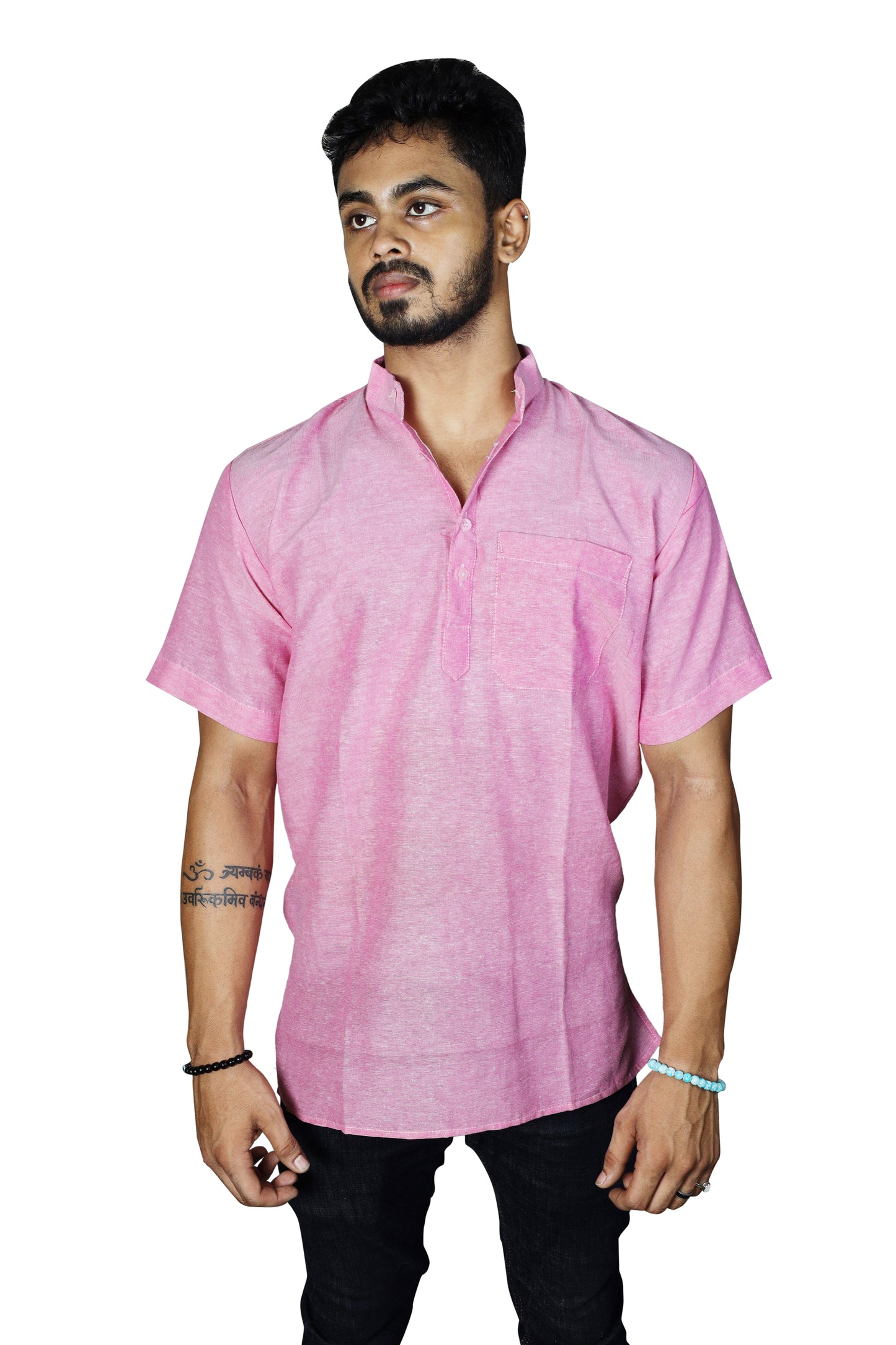Men's Pure Khadi Plain Short Kurta