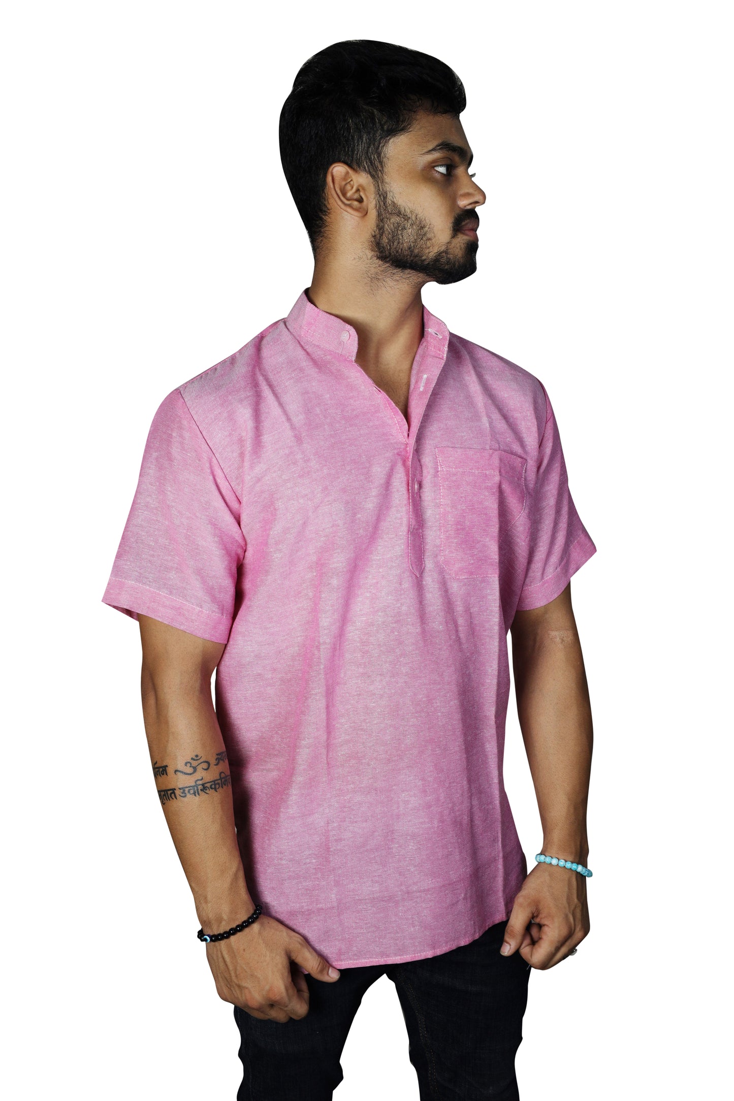 Men's Pure Khadi Plain Short Kurta