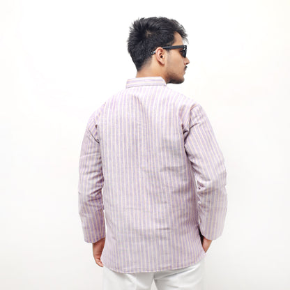 Combo Set Golden Striped Full Sleeves Short Kurta-Purple