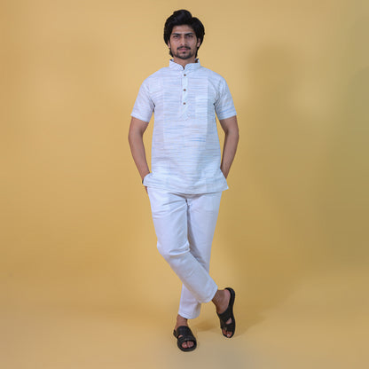 Combo Set Horizontal Jharna Half Sleeves Short Kurta Pant-Dark Blue