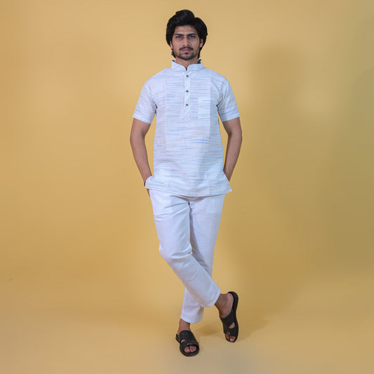 Combo Set Horizontal Jharna Half Sleeves Short Kurta Pant-Dark Blue