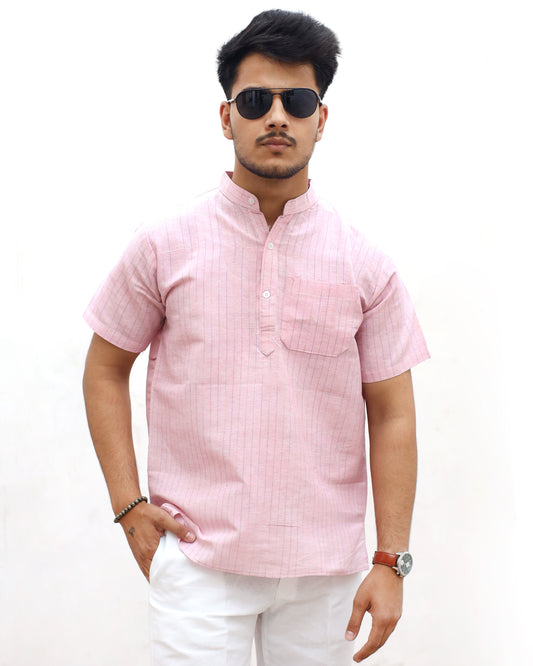 Softline Half Sleeves Short Kurta-Pink