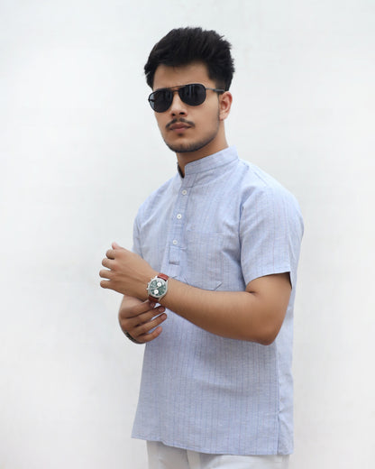 Combo Set Softline Half Sleeves Short Kurta Pant-Blue