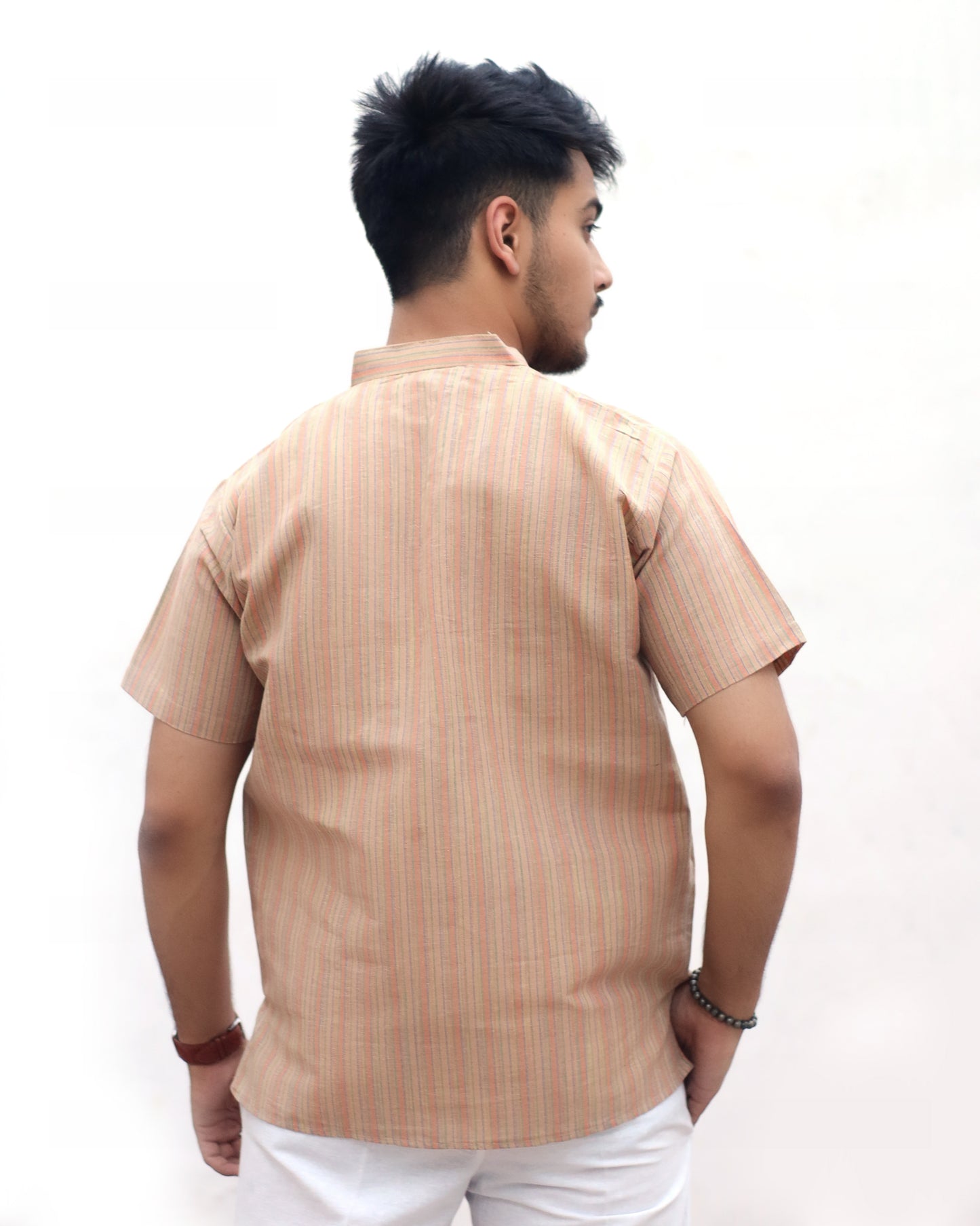 KHADI SKIN SHORT KURTA HALF SLEEVES