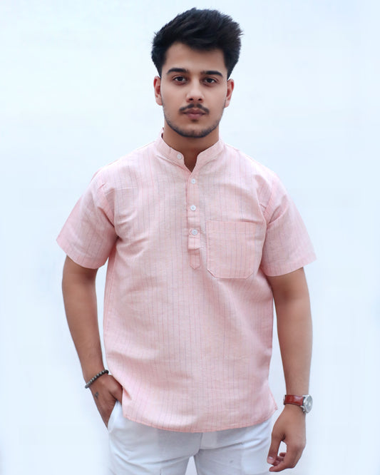 Softline Half Sleeves Short Kurta-Orange
