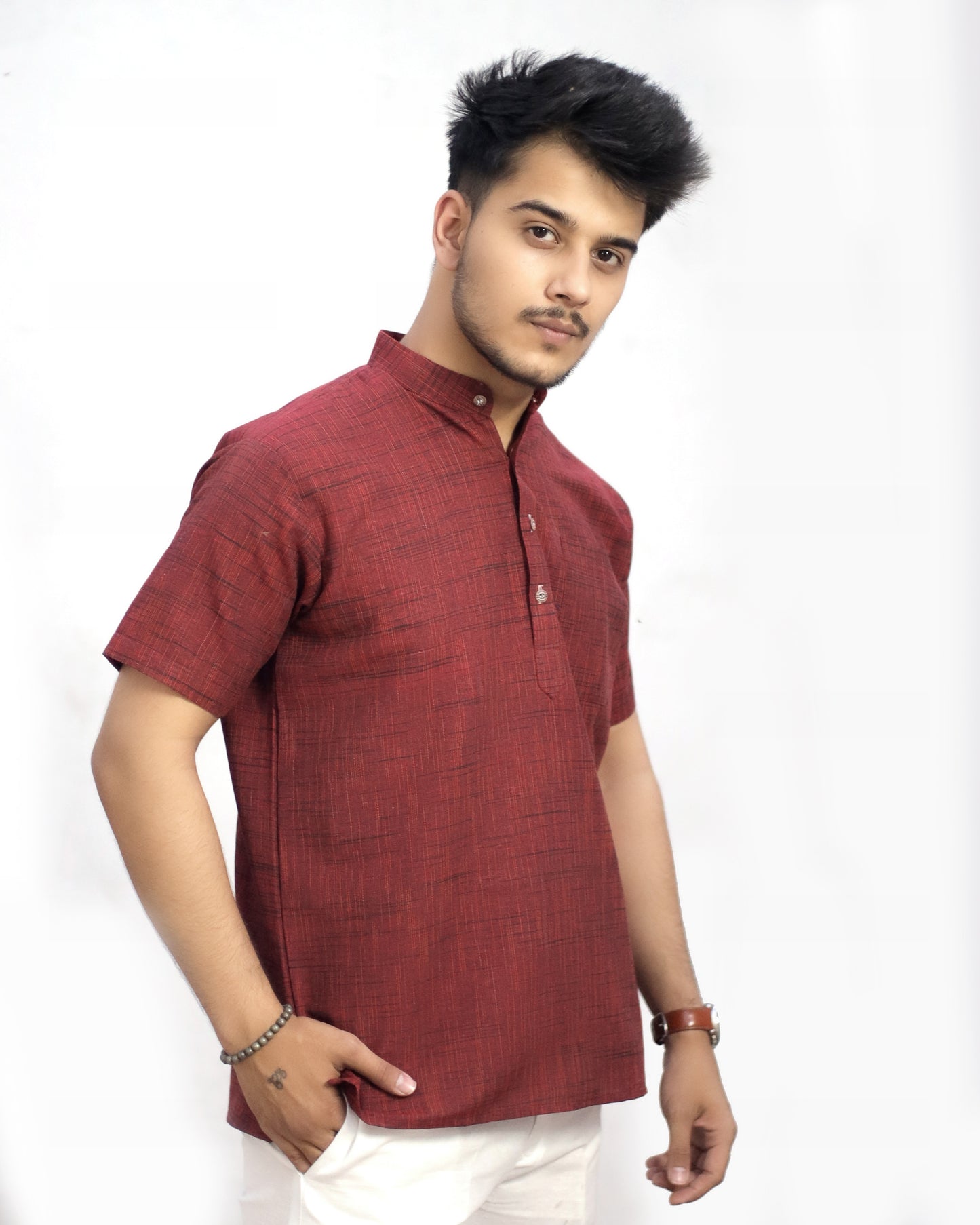 Men's Dark Jharna Short Half Sleeves Kurta