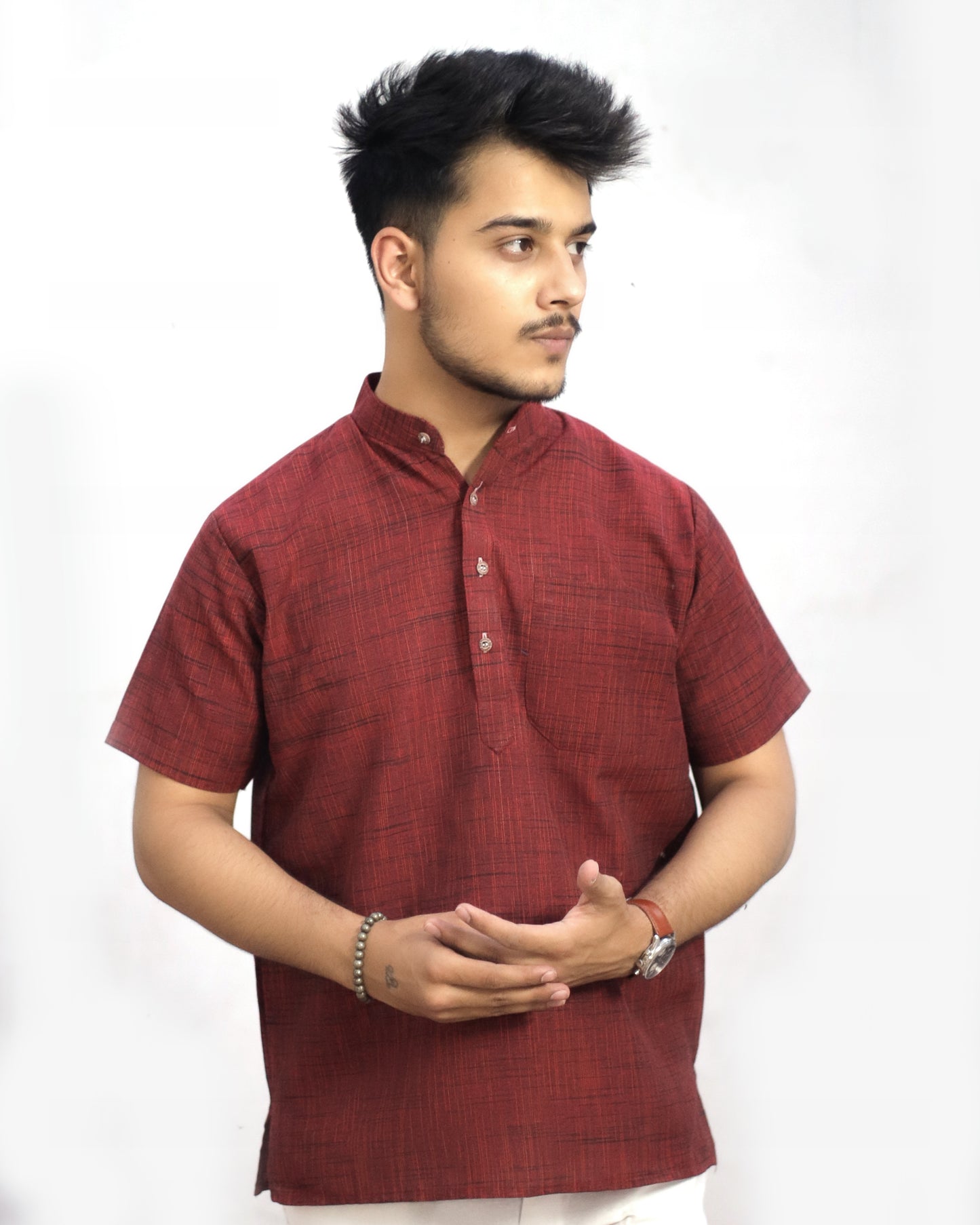 Men's Dark Jharna Short Half Sleeves Kurta