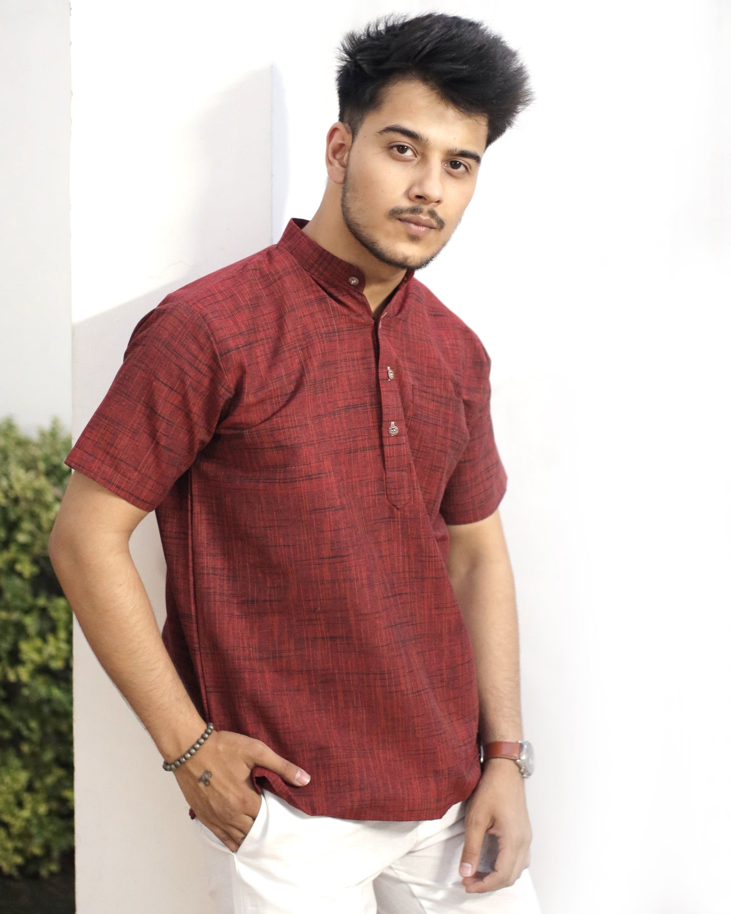 Men's Dark Jharna Short Half Sleeves Kurta