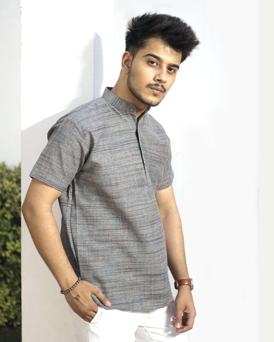Men's Dark Jharna Short Half Sleeves Kurta