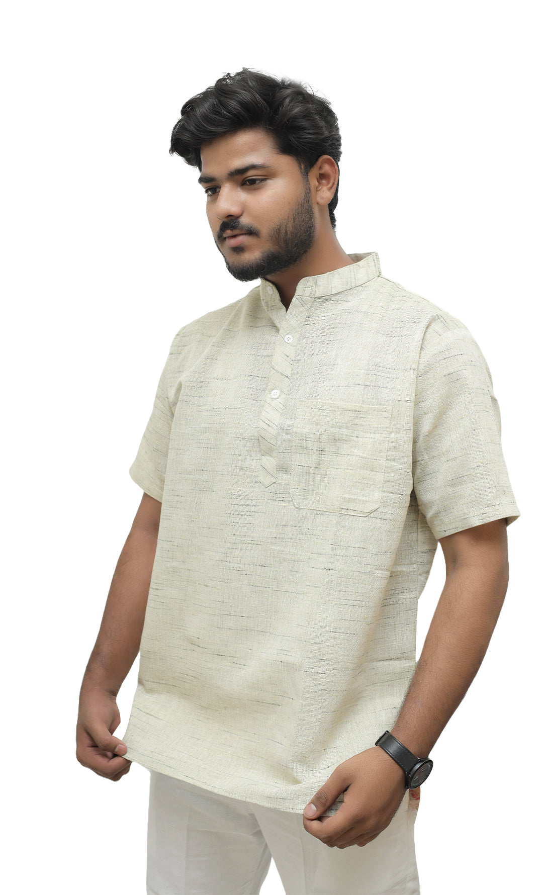Men's Shudh Khadi Short Half Sleeves Kurta