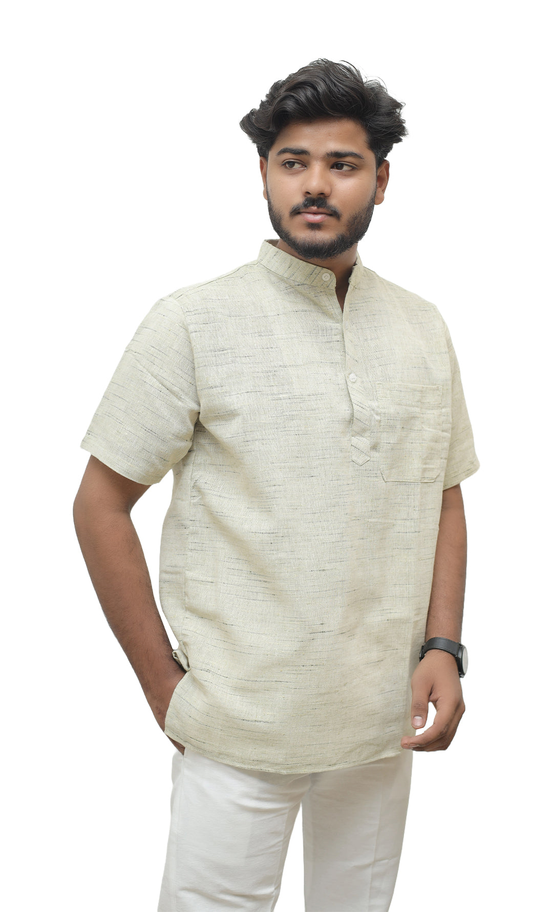 Men's Shudh Khadi Short Half Sleeves Kurta