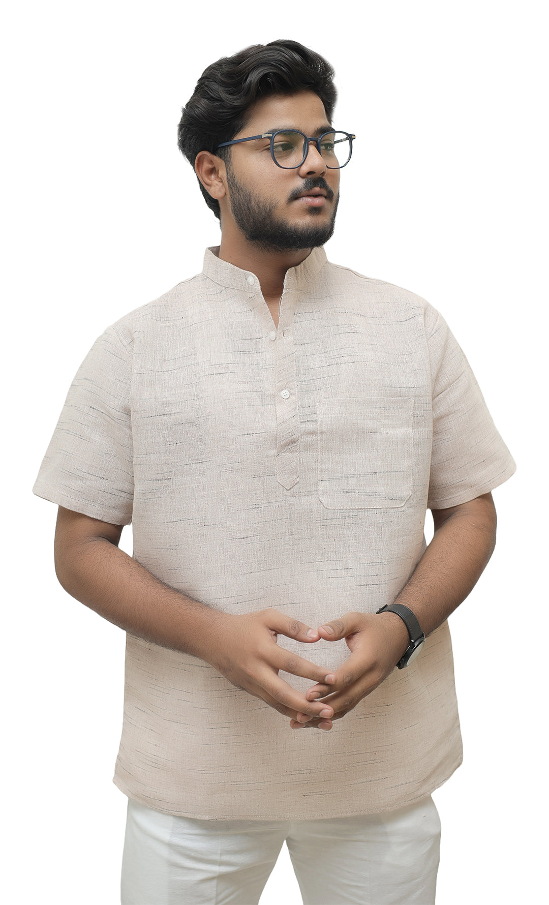 Men's Shudh Khadi Short Half Sleeves Kurta