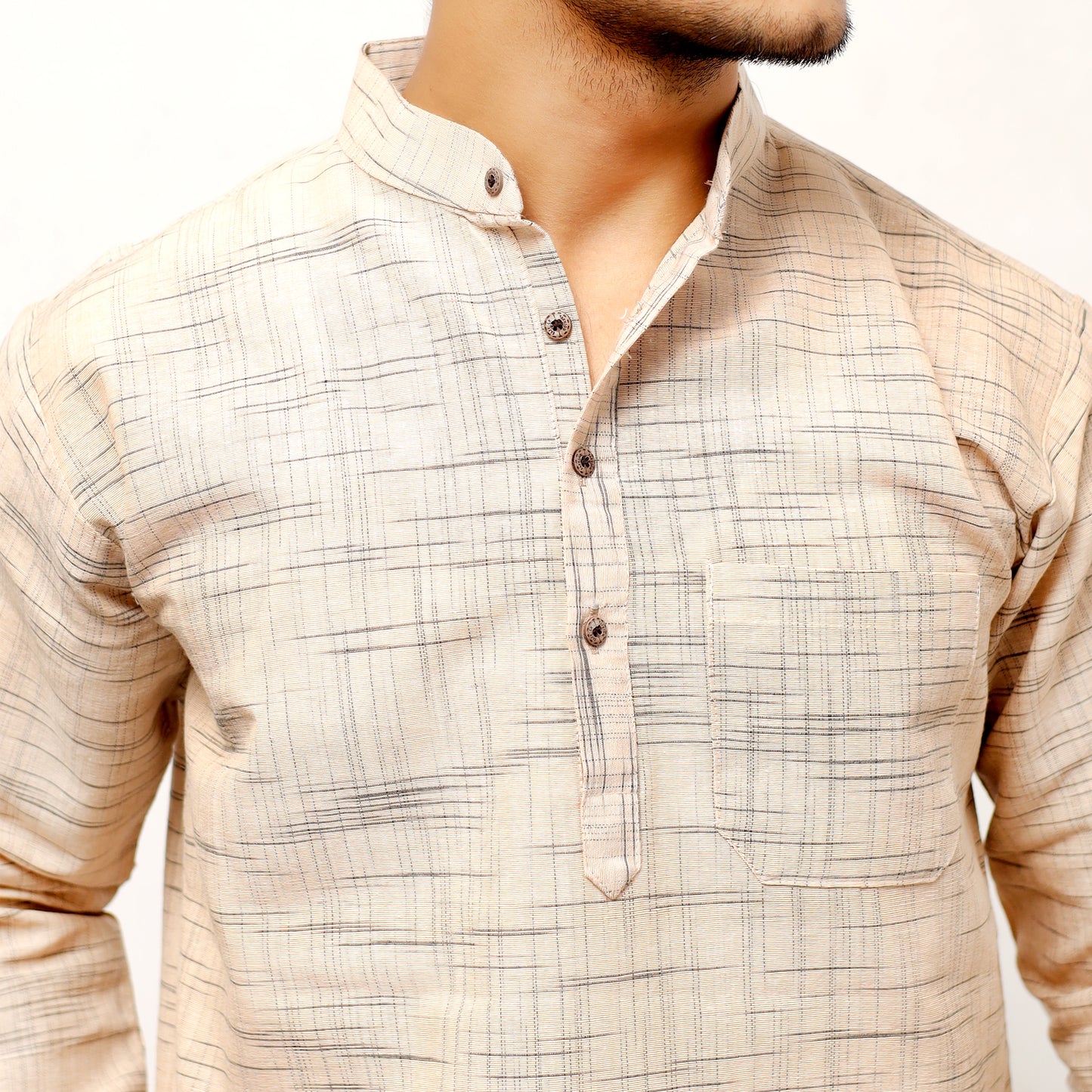 Jharna Full Sleeves Short Kurta-Beige