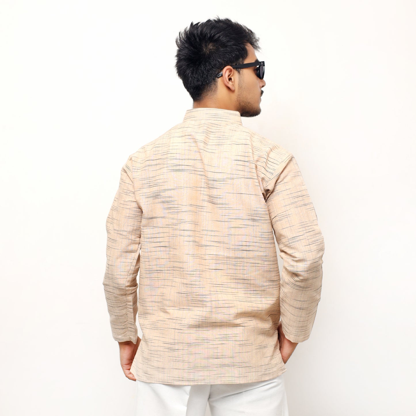 Jharna Full Sleeves Short Kurta-Beige