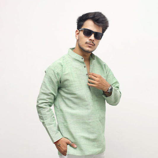 Jharna Full Sleeves Short Kurta-Green