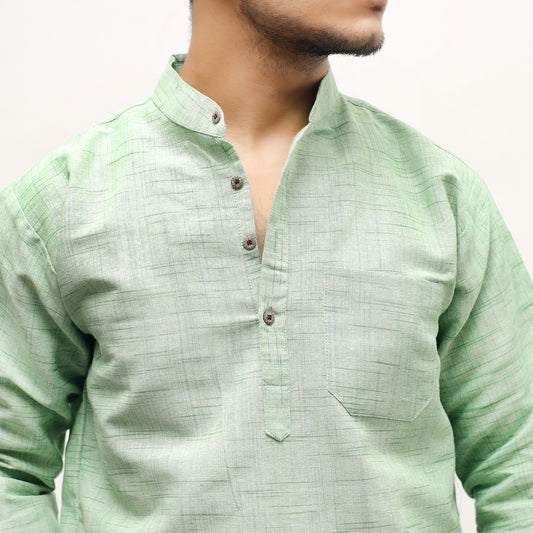 Jharna Full Sleeves Short Kurta-Green