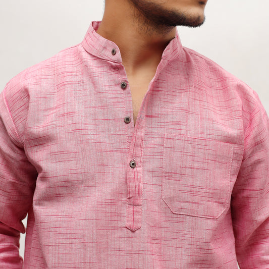 Jharna Full Sleeves Short Kurta-Pink