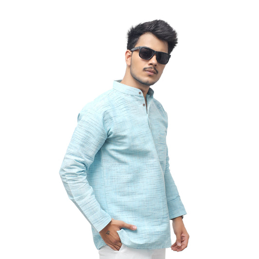 Jharna Full Sleeves Short Kurta-Sky Blue
