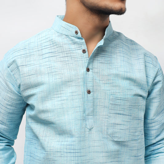 Jharna Full Sleeves Short Kurta-Sky Blue