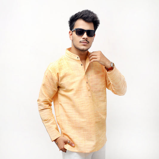 Jharna Full Sleeves Short Kurta-Yellow