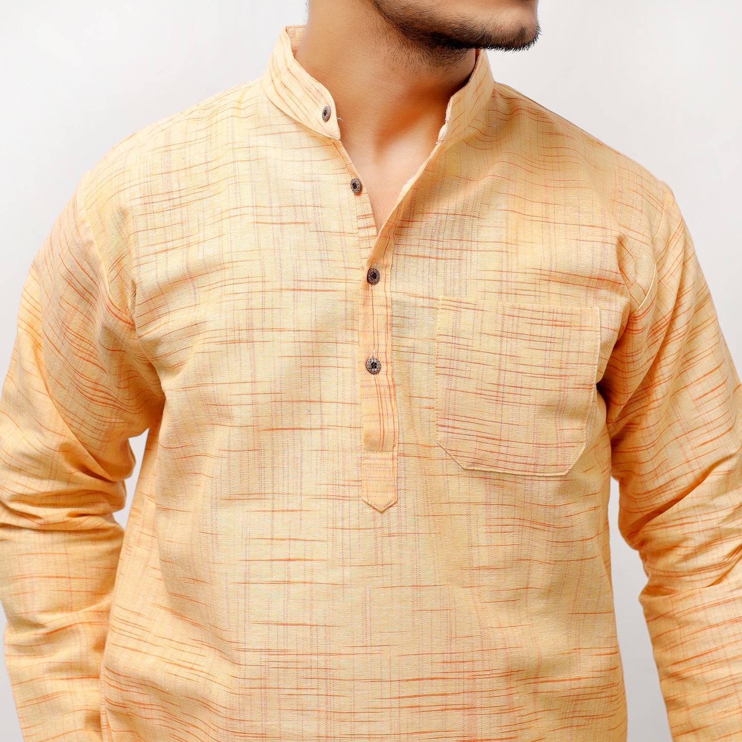 Jharna Full Sleeves Short Kurta-Yellow