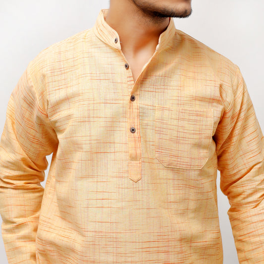 Jharna Full Sleeves Short Kurta-Yellow