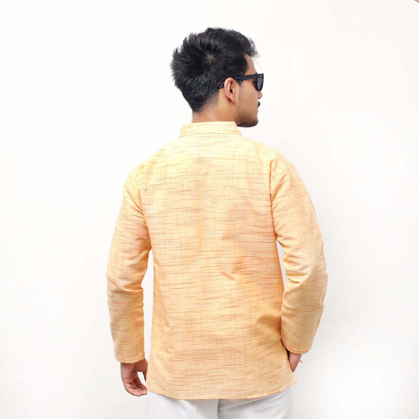 Jharna Full Sleeves Short Kurta-Yellow