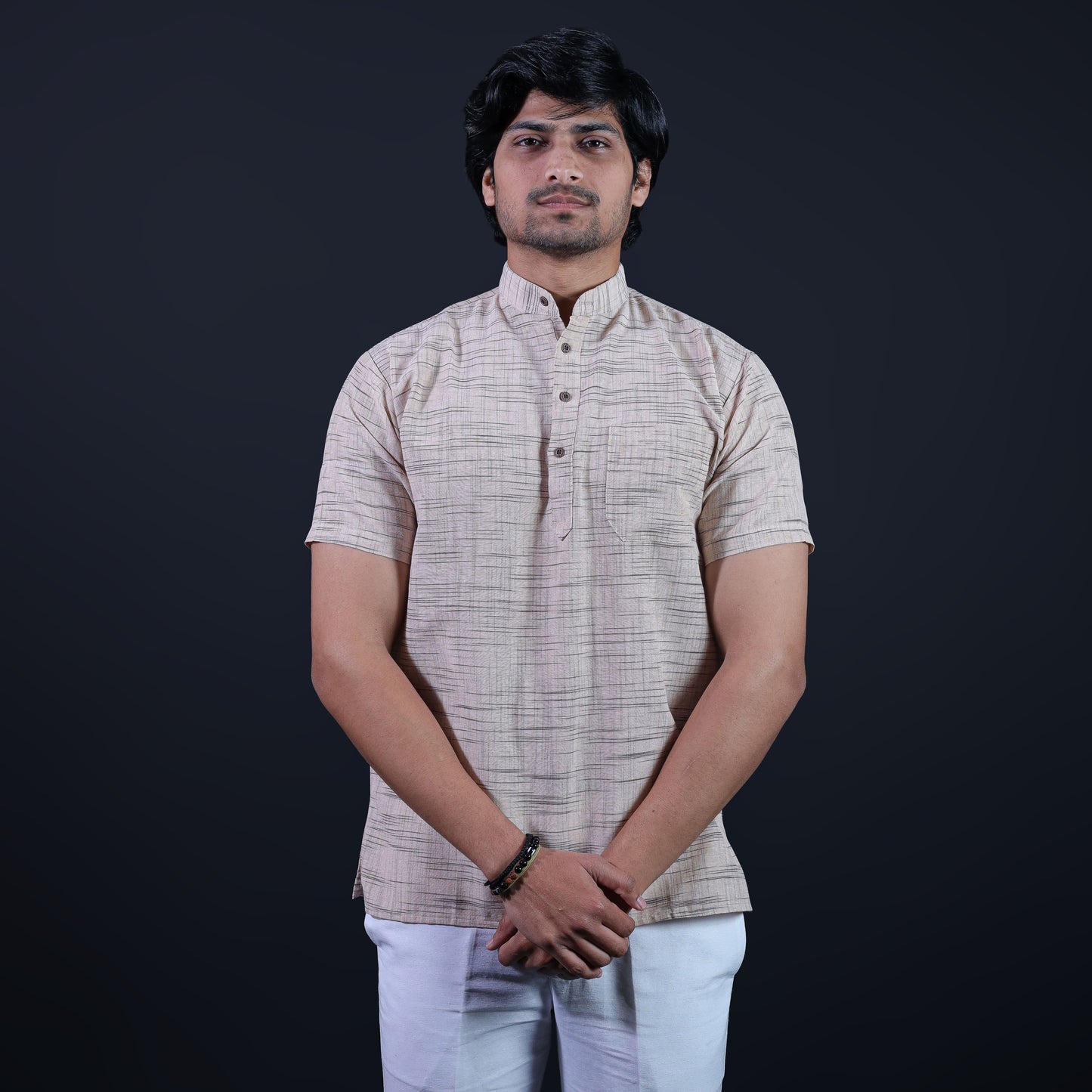 Combo Set Jharna Half Sleeves Short Kurta Pant-Beige