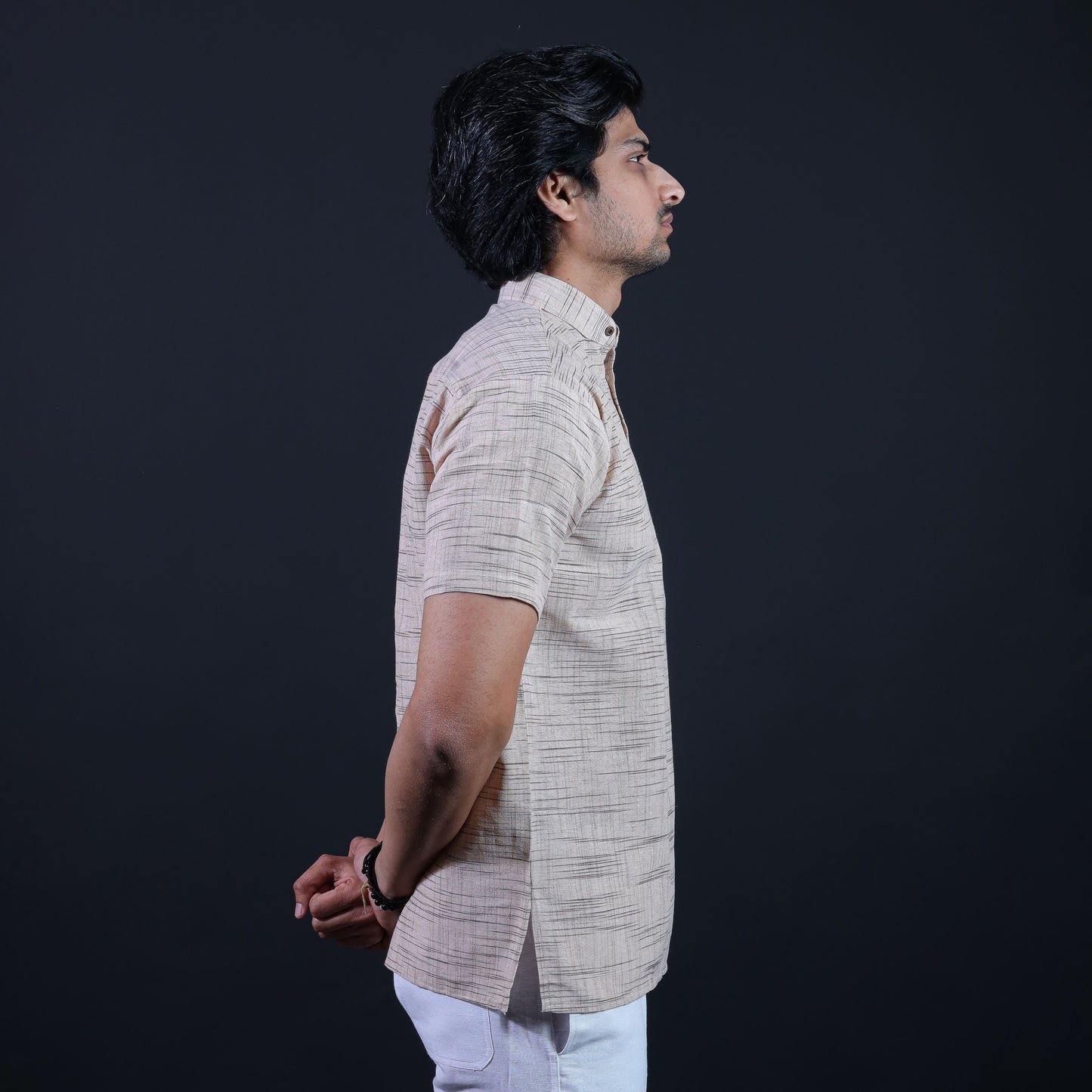 Combo Set Jharna Half Sleeves Short Kurta Pant-Beige