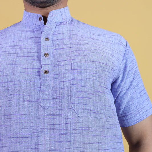 Jharna Half Sleeves Short Kurta-Blue