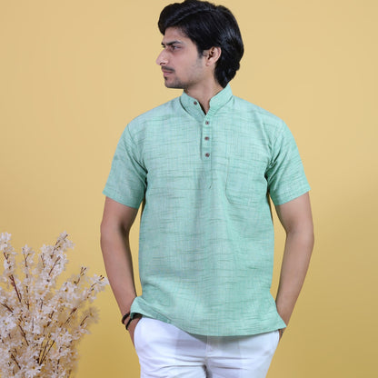 Combo Set Jharna Half Sleeves Short Kurta Pant-Green