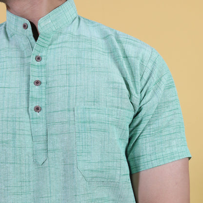 Combo Set Jharna Half Sleeves Short Kurta Pant-Green