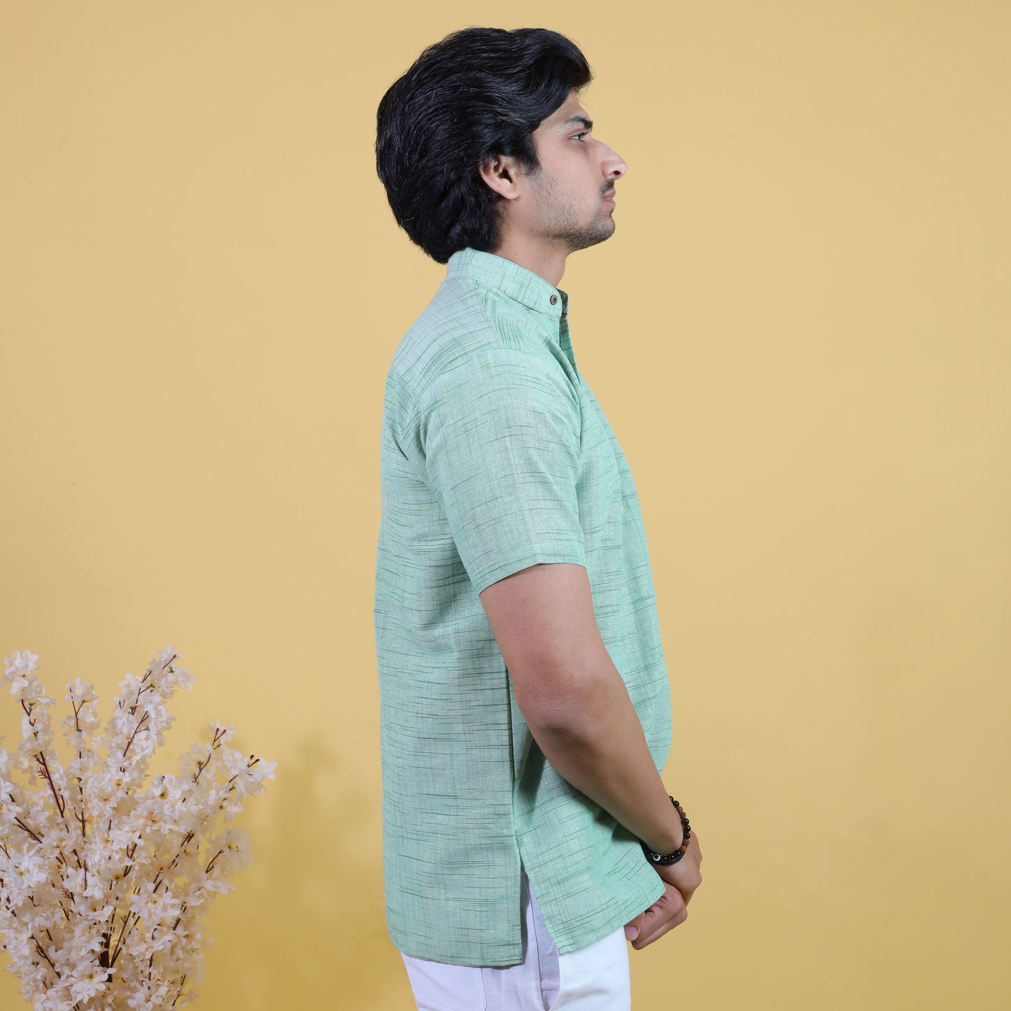 Combo Set Jharna Half Sleeves Short Kurta Pant-Green