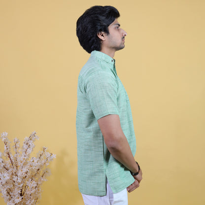 Combo Set Jharna Half Sleeves Short Kurta Pant-Green