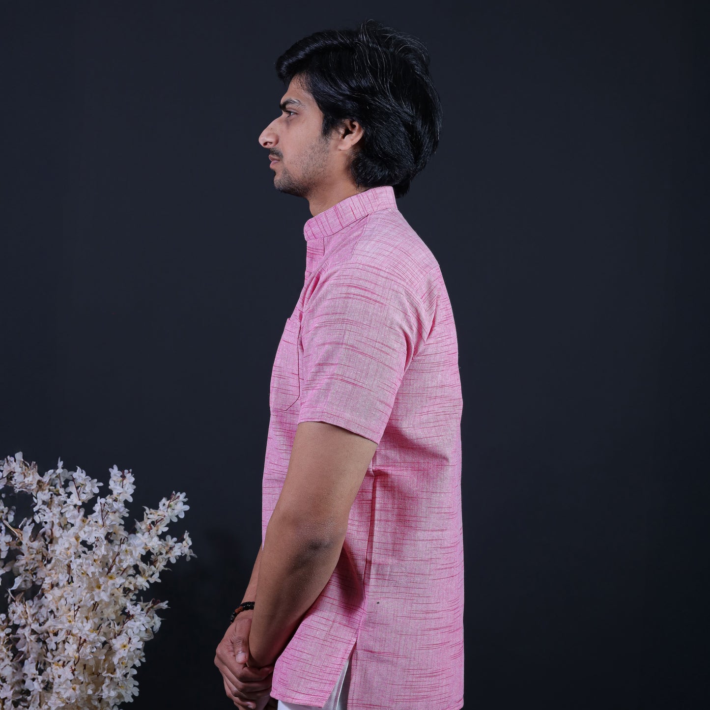 Combo Set Jharna Half Sleeves Short Kurta Pant-Pink