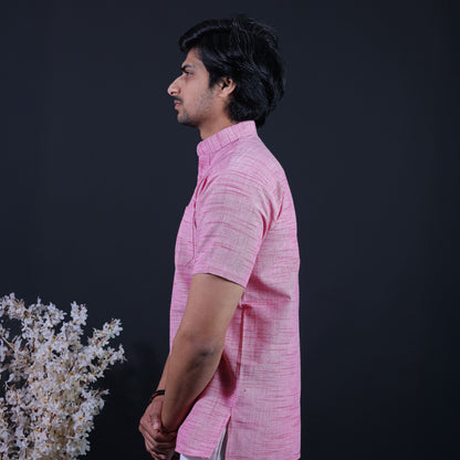Combo Set Jharna Half Sleeves Short Kurta Pant-Pink