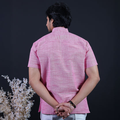 Combo Set Jharna Half Sleeves Short Kurta Pant-Pink