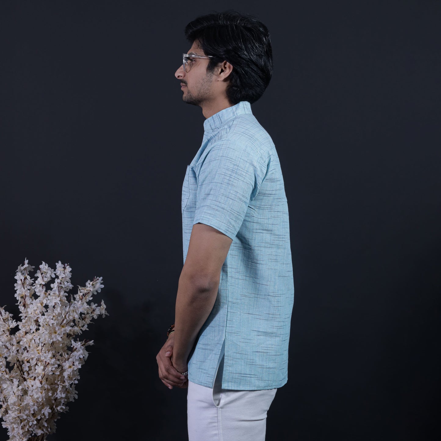 Combo Set Jharna Half Sleeves Short Kurta Pant-Sky Blue